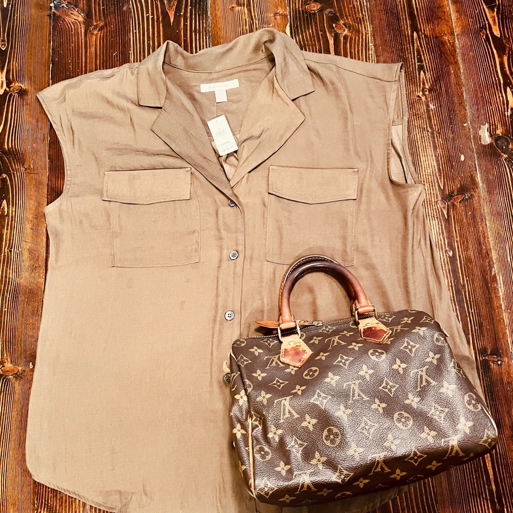 Banana Republic brown blouse size L new with tags
